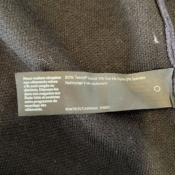 Eileen Fisher szM blue outside black inside open draped front cardigan EUC - Picture 6 of 11